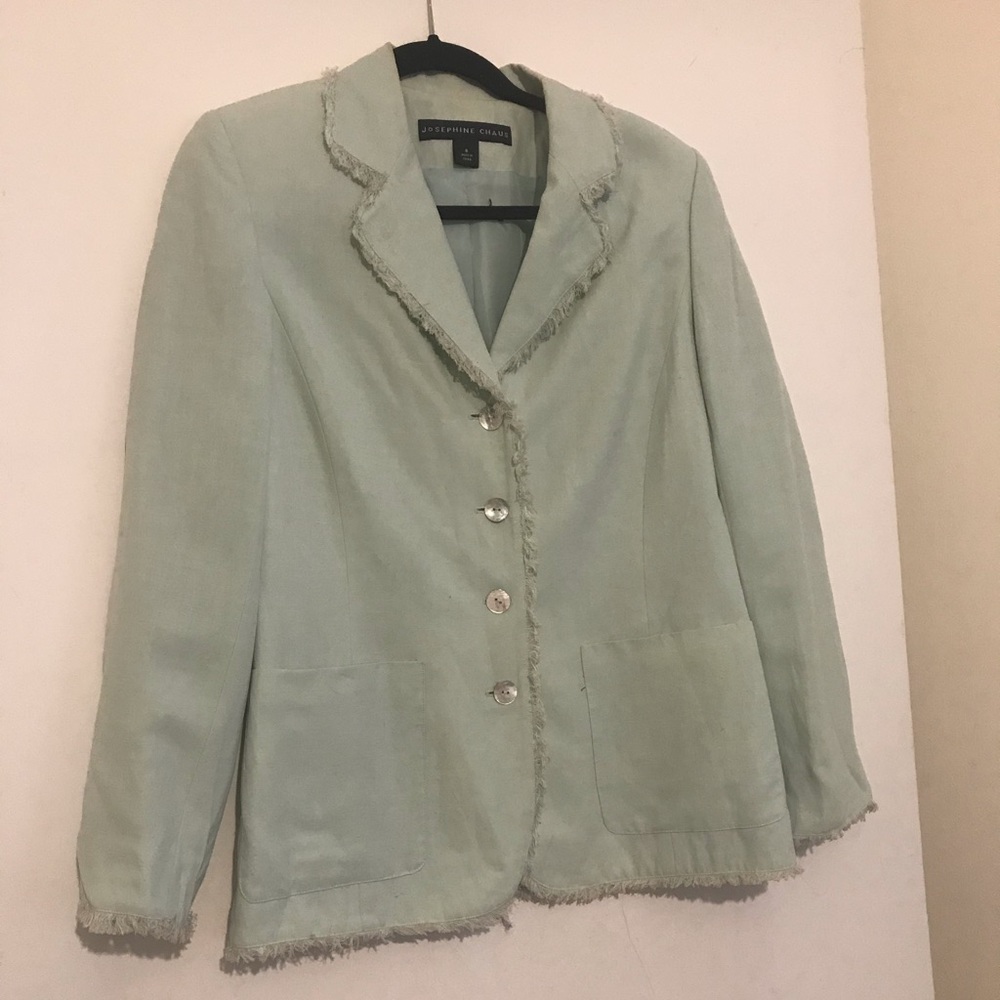 Josephine Chaus linen fringe jacket
